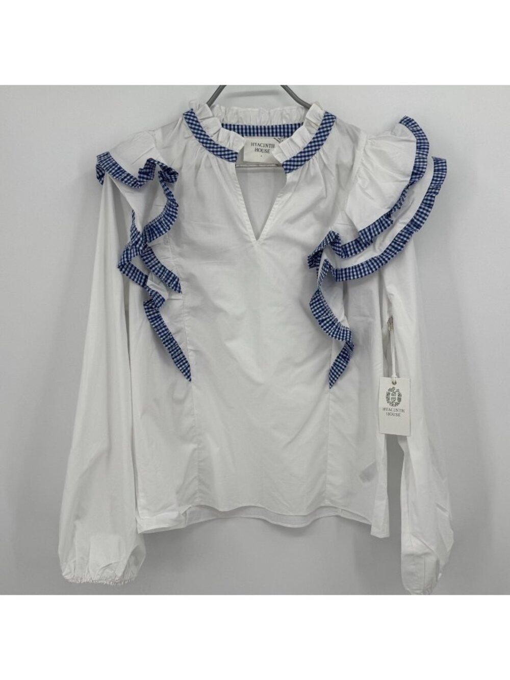 Hycainth House by Tuckernuck White Ruffle Holly Blouse size L Large NWT*